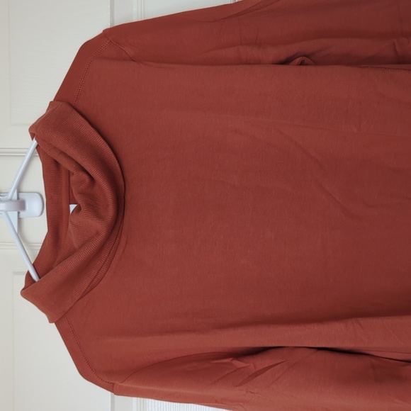 Amazon Essentials Rust/Orange Long Sleeve Terry Funnelneck Top NWT - Picture 4 of 10